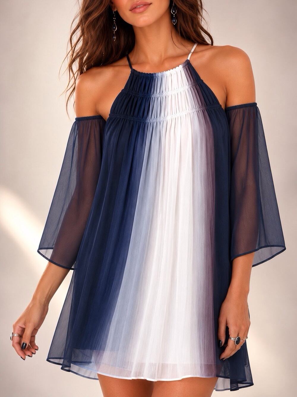 Abercrombie & Fitch Ombre Chiffon Pleated Mini Cocktail Dress Sz S Coquette